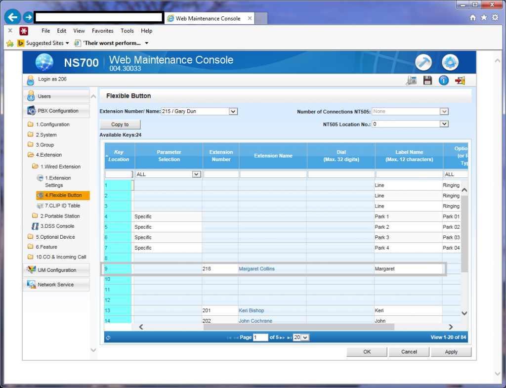 NS700 Console PBX Flexible Button DSS Key Programing Change Extension Number and Name COMPLETED LOOK